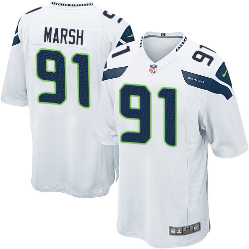 Men's Game Cassius Marsh Nike Jersey White Road - #91 NFL Seattle Seahawks